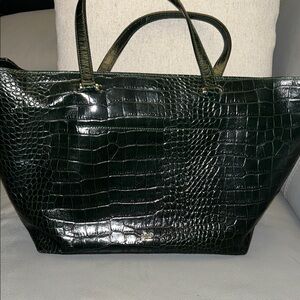 Cavalli Class Green Croc-Embossed Tote